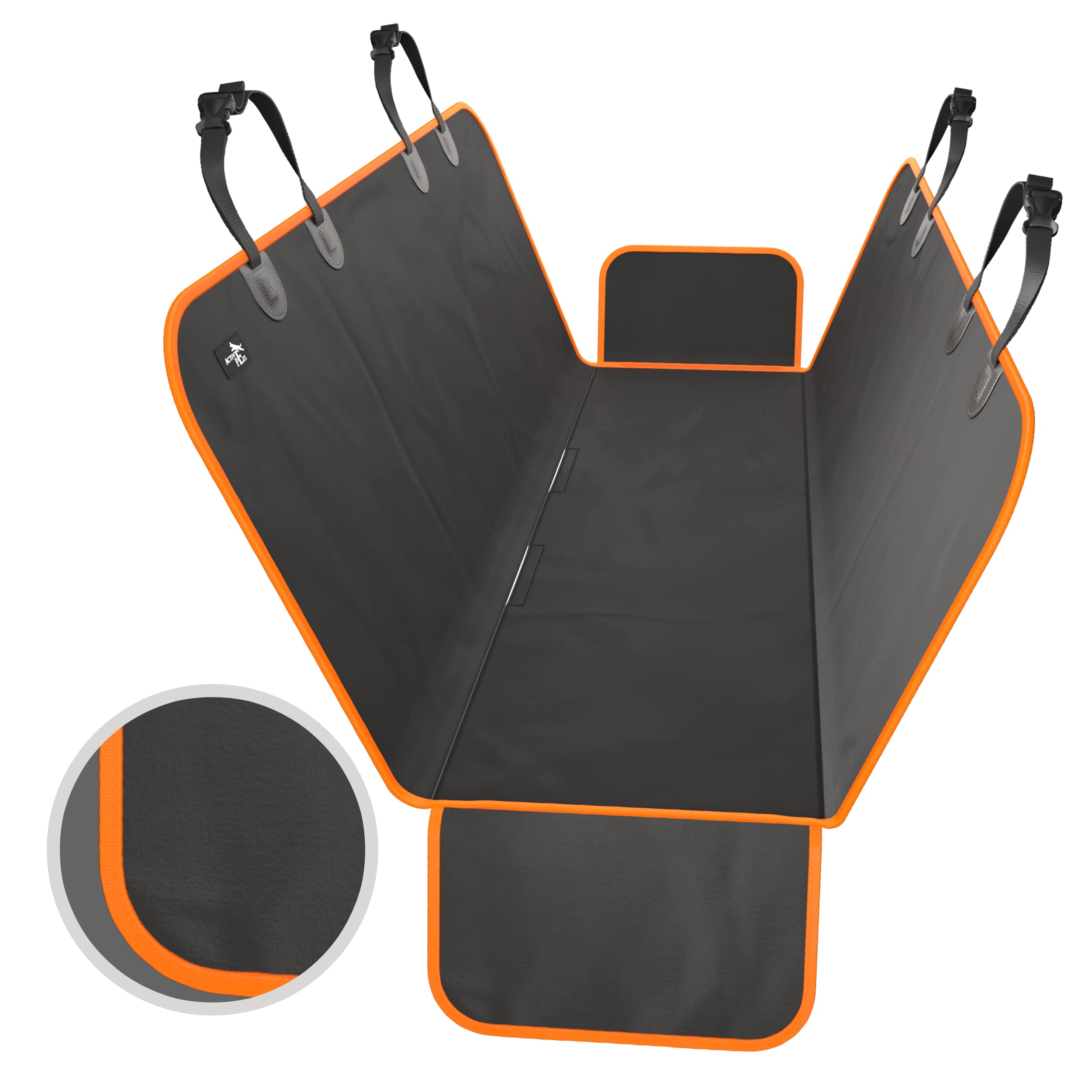 Active Pets Dog Car Seat Cover Car Seat Protector- Dog Seat Cover for Back Seat of SUVs Trucks Cars - Waterproof & Convertible Dog Hammock for Car Backseat - Dog Travel Accessories- Orange