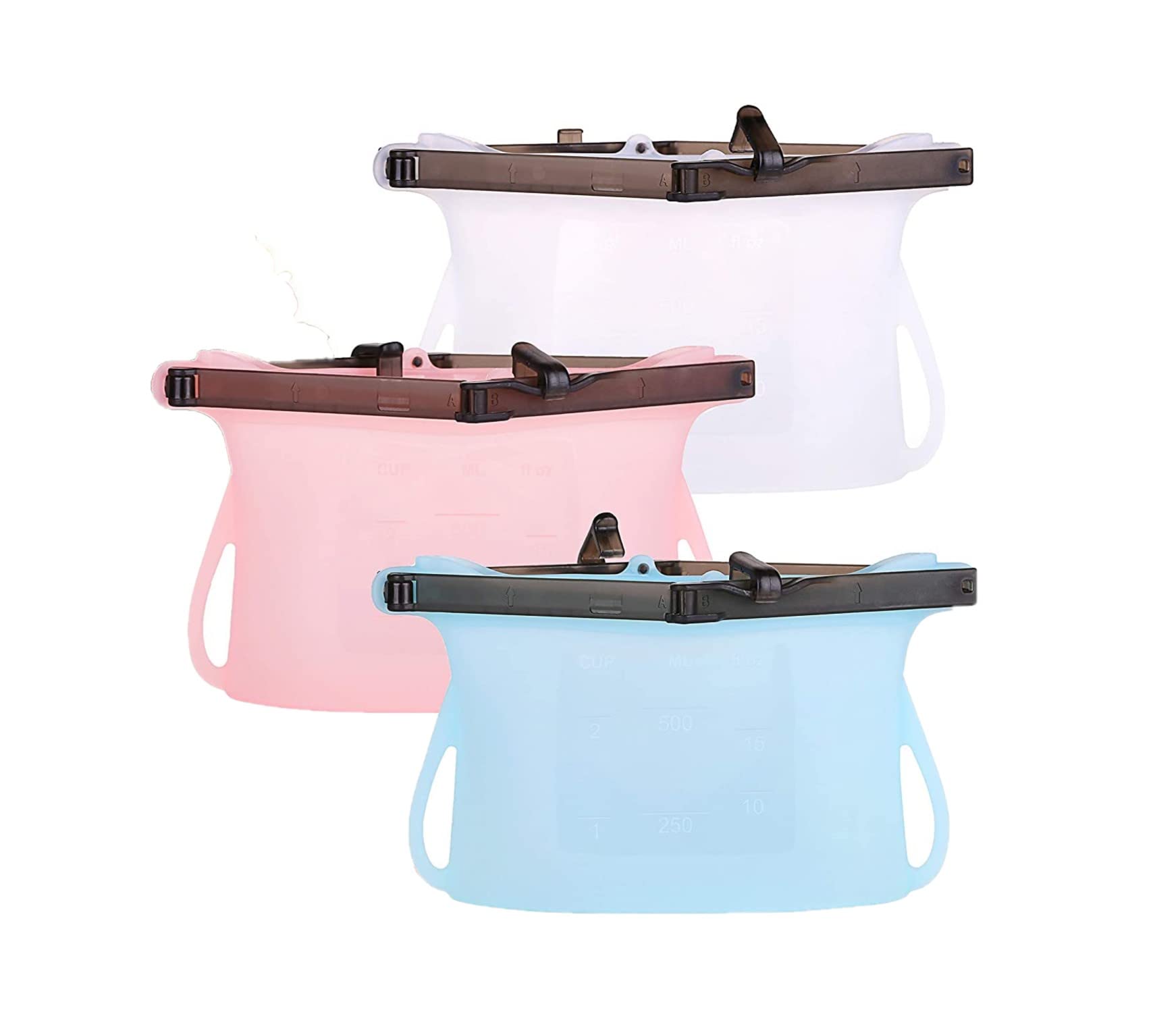 Reusable Silicone Mini Kids Snack Size Ziplock Bags (3 x 17 Oz) Stand-Up Leakproof Odorless Food Storage Easy Dry Microwavable Freezer and Dishwasher Safe Bags Small Ziplock Alternatives