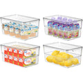 YYQX 4-Pack Clear Storage Bins Medium Plastic Storage Containers with Lids Kitchen Organization Fridge Refrigerator Organizer Pantry & Home Organization BPA-Free