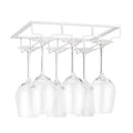 FOMANSH Wine Glass Rack - Under Cabinet Stemware Wine Glass Holder Glasses Storage Hanger Metal Organizer for Bar Kitchen White